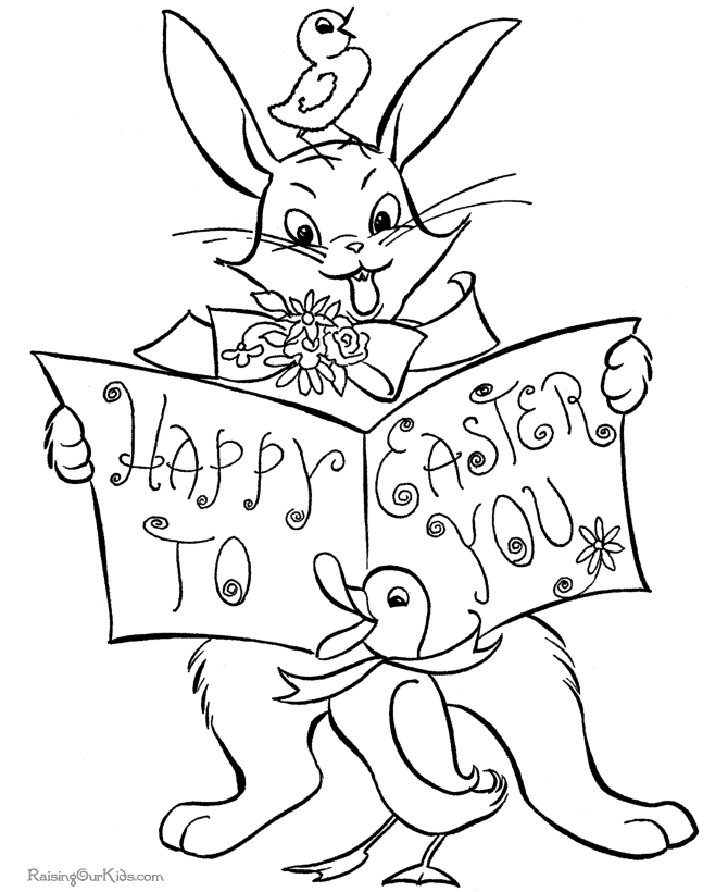 Happy Easter Coloring Page 002